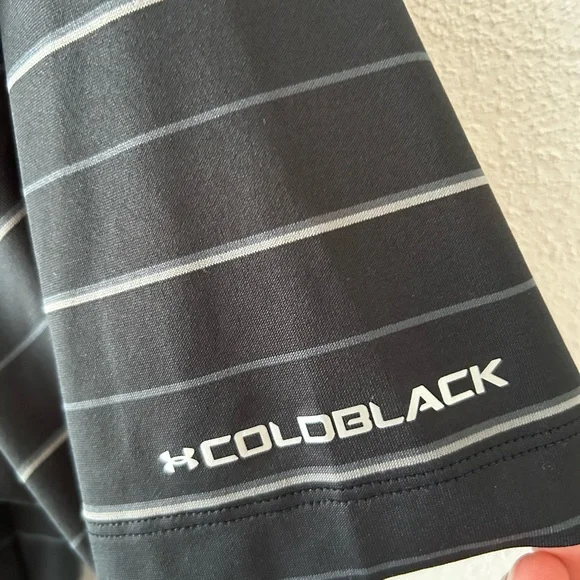 Under Armour Men's Polo with Black and Gray Stripes - Picture 5 of 5